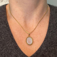 Load image into Gallery viewer, French Oval Mother of Pearl Twisted Wire Frame 18K Yellow Gold Charm Pendant
