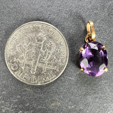 Load image into Gallery viewer, Vintage French 18K Yellow Gold Purple Amethyst Oval Pendant