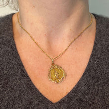 Load image into Gallery viewer, Antique French Virgin Mary Floral 18K Yellow Rose Gold Religious Pendant Medal