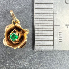 Load image into Gallery viewer, French Rose 18K Yellow Gold Emerald Charm Pendant