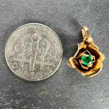 Load image into Gallery viewer, French Rose 18K Yellow Gold Emerald Charm Pendant