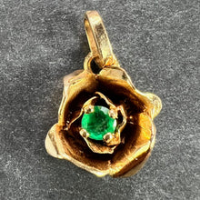 Load image into Gallery viewer, French Rose 18K Yellow Gold Emerald Charm Pendant
