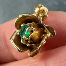 Load image into Gallery viewer, French Rose 18K Yellow Gold Emerald Charm Pendant