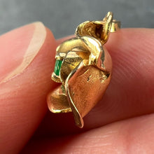 Load image into Gallery viewer, French Rose 18K Yellow Gold Emerald Charm Pendant