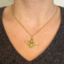 Load image into Gallery viewer, Vintage Italian Chiappe Air Force FIM Wings Crown 18K Yellow Gold Enamel Charm Pendant