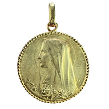 Load image into Gallery viewer, French Dropsy Virgin Mary 18K Yellow Gold Medal Pendant