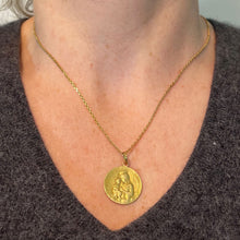 Load image into Gallery viewer, French Sacred Heart Madonna and Child 18K Yellow Gold Religious Medal Pendant