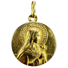 Load image into Gallery viewer, French Ruffony Virgin Mary Virgo Virginum 18K Yellow Gold Medal Pendant