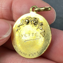 Load image into Gallery viewer, French Ruffony Virgin Mary Virgo Virginum 18K Yellow Gold Medal Pendant