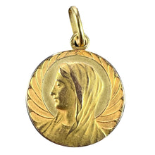 Load image into Gallery viewer, French Religious Virgin Mary 18K Yellow Gold Medal Pendant