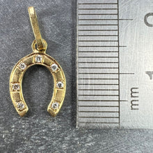 Load image into Gallery viewer, French Lucky Horseshoe 18K Yellow Gold Seven Diamond Charm Pendant