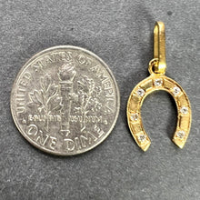 Load image into Gallery viewer, French Lucky Horseshoe 18K Yellow Gold Seven Diamond Charm Pendant