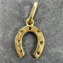 Load image into Gallery viewer, French Lucky Horseshoe 18K Yellow Gold Seven Diamond Charm Pendant