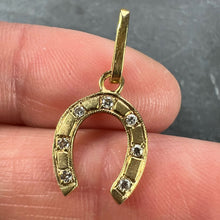 Load image into Gallery viewer, French Lucky Horseshoe 18K Yellow Gold Seven Diamond Charm Pendant