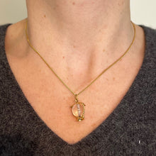 Load image into Gallery viewer, Vintage Italian 18K Yellow Gold Rock Crystal Quartz Storm Lantern Charm Pendant
