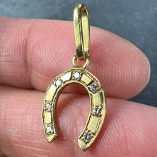 Load image into Gallery viewer, French Lucky Horseshoe 18K Yellow Gold Seven Diamond Charm Pendant