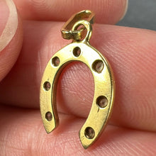 Load image into Gallery viewer, French Lucky Horseshoe 18K Yellow Gold Seven Diamond Charm Pendant