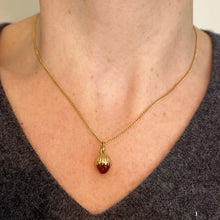 Load image into Gallery viewer, Small Italian Acorn Carnelian Chalcedony 18K Yellow Gold Charm Pendant