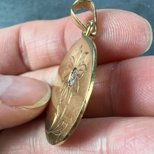 Load image into Gallery viewer, French Daisy Margherite Flower 18 Karat Yellow Gold Diamond Charm Pendant