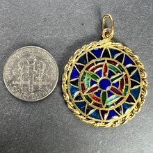 Load image into Gallery viewer, French Window Plique A Jour Enamel 18K Yellow Gold Pendant Medal