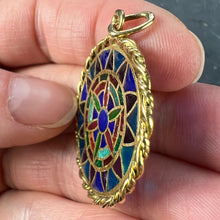 Load image into Gallery viewer, French Window Plique A Jour Enamel 18K Yellow Gold Pendant Medal
