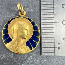 Load image into Gallery viewer, French Vernon Virgin Mary Plique A Jour Enamel 18K Yellow Gold Charm Pendant