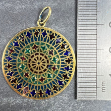 Load image into Gallery viewer, French Window Plique A Jour Enamel 18K Yellow Gold Pendant Medal