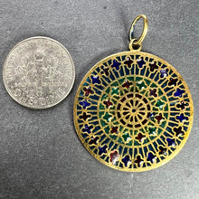 Load image into Gallery viewer, French Window Plique A Jour Enamel 18K Yellow Gold Pendant Medal
