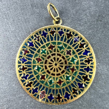 Load image into Gallery viewer, French Window Plique A Jour Enamel 18K Yellow Gold Pendant Medal