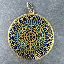 Load image into Gallery viewer, French Window Plique A Jour Enamel 18K Yellow Gold Pendant Medal