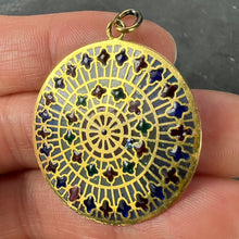 Load image into Gallery viewer, French Window Plique A Jour Enamel 18K Yellow Gold Pendant Medal