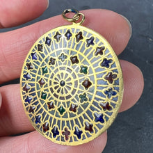 Load image into Gallery viewer, French Window Plique A Jour Enamel 18K Yellow Gold Pendant Medal