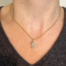 Load image into Gallery viewer, French 18K White Gold Origami Bird Charm Pendant