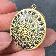 Load image into Gallery viewer, French Window Plique A Jour Enamel 18K Yellow Gold Pendant Medal