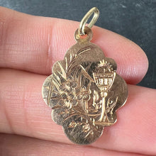Load image into Gallery viewer, Antique French First Communion Chalice Floral 18K Rose Gold Charm Pendant