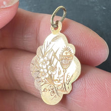 Load image into Gallery viewer, Antique French First Communion Chalice Floral 18K Rose Gold Charm Pendant