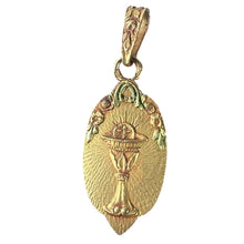 Load image into Gallery viewer, Antique French First Communion Chalice Floral 18K Yellow Gold Charm Pendant