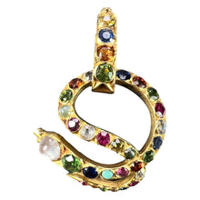 Load image into Gallery viewer, Serpent Snake 18K Yellow Gold Gem Set Pendant