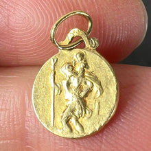 Load image into Gallery viewer, Small Vintage French St Christopher 18K Yellow Gold Charm Pendant
