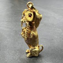 Load image into Gallery viewer, Large Dachshund Dog 18K Yellow White Gold Ruby Charm Pendant