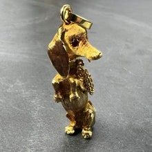 Load image into Gallery viewer, Large Dachshund Dog 18K Yellow White Gold Ruby Charm Pendant