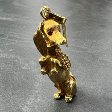 Load image into Gallery viewer, Large Dachshund Dog 18K Yellow White Gold Ruby Charm Pendant