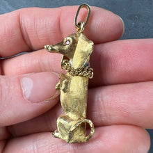 Load image into Gallery viewer, Large Dachshund Dog 18K Yellow White Gold Ruby Charm Pendant