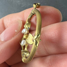 Load image into Gallery viewer, French Mistletoe Leaves and Berries Love 18K Yellow Gold Pearl Charm Pendant