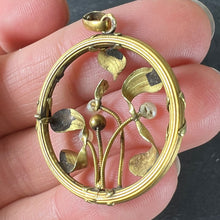 Load image into Gallery viewer, French Mistletoe Leaves and Berries Love 18K Yellow Gold Pearl Charm Pendant