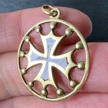 Load image into Gallery viewer, Vintage French 18K Yellow Gold Red Enamel Maltese Cross Medal Charm Pendant