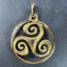 Load image into Gallery viewer, French Pierre Toulhart Triskel Triskelion 18K Yellow Gold Diamond Pendant