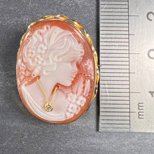 Load image into Gallery viewer, 18K Yellow Gold Diamond Helmet Shell Cameo Brooch Pendant