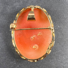 Load image into Gallery viewer, 18K Yellow Gold Diamond Helmet Shell Cameo Brooch Pendant