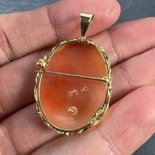 Load image into Gallery viewer, 18K Yellow Gold Diamond Helmet Shell Cameo Brooch Pendant